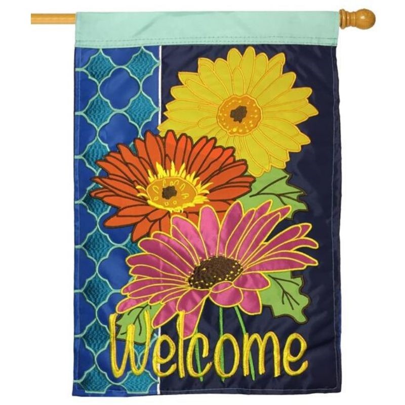 Gerber Daisies Welcome House Flag